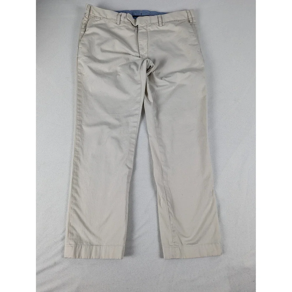 Polo Ralph Lauren Mens Stretch Slim Fit Chino Pants Tan Beige 34/32 Cotton Twill